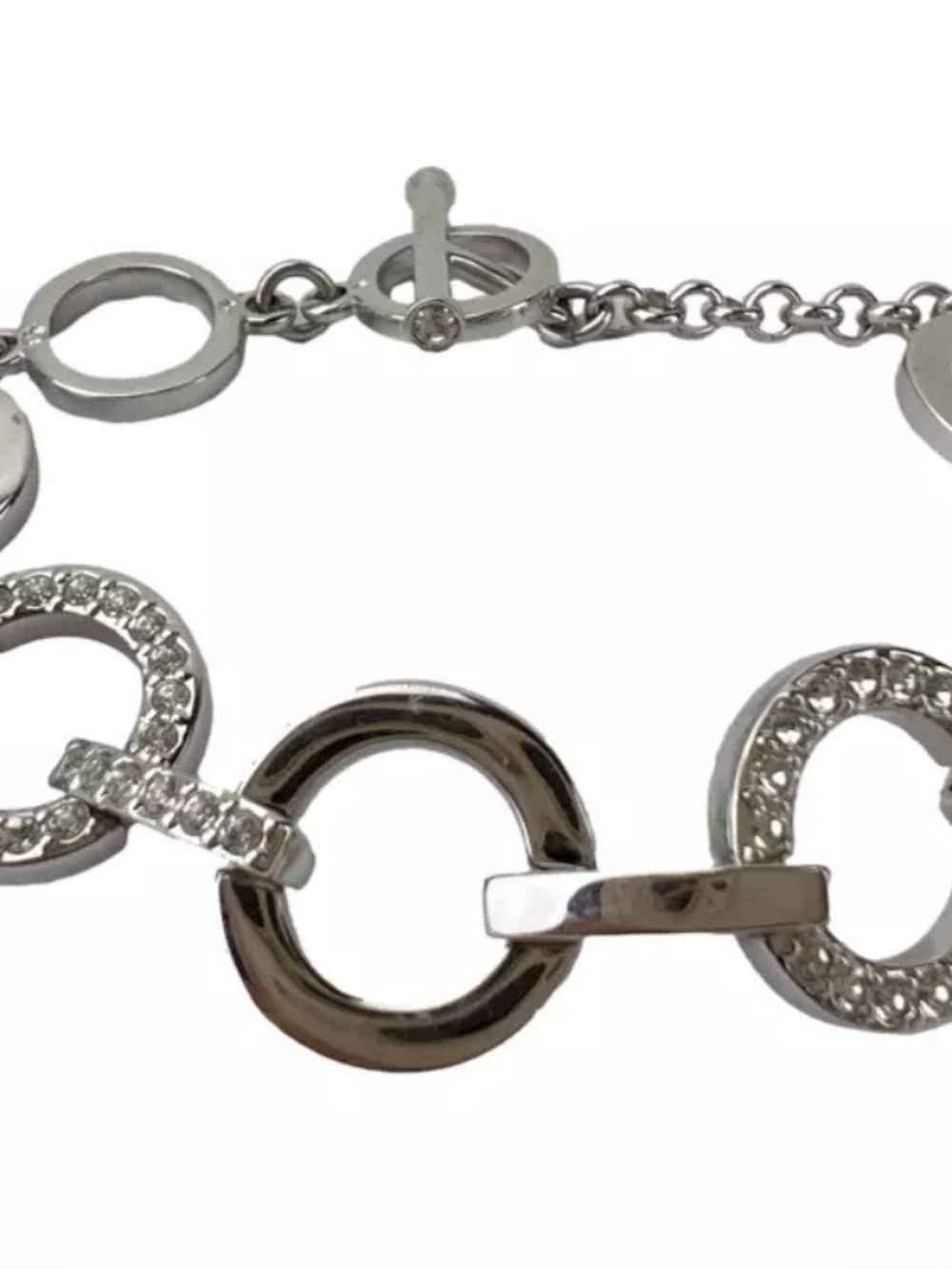 Swarovski Silver Crystal Open Circle Link Bracelet   never worn
